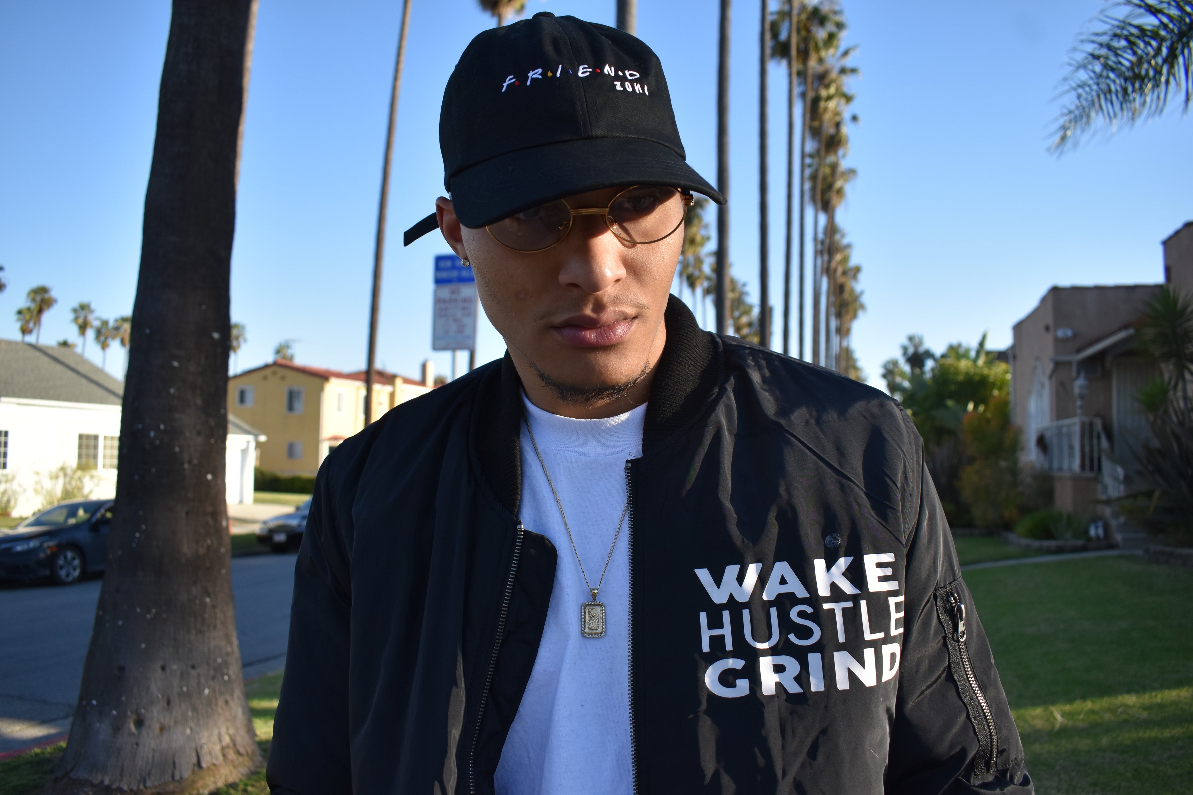 wake hustle grind bomber jacket